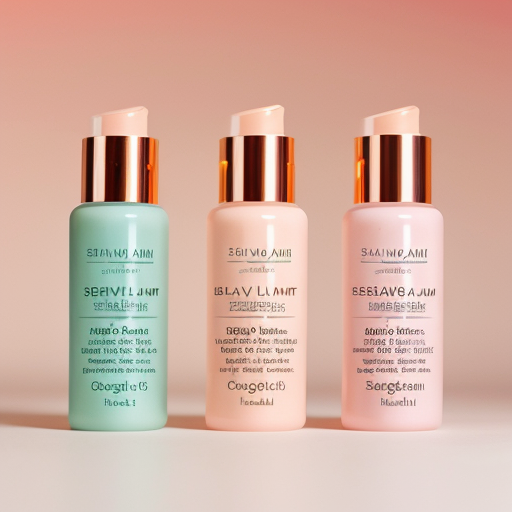 Luxury skincare flyer, Radiant Glow Serum, vertical A4, soft blush-peach gradient background, glowing glass serum bottle center stage with soft halo, subtle rose-gold accents, minimal delicate leaves, elegant serif headline: "Glow That Speaks Before You Do", clean sans-serif body text with 3 benefits: brightens skin, enriched with Vitamin C & Ayurvedic botanicals,