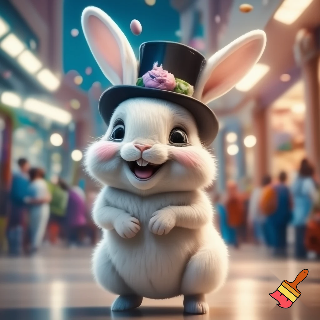 Easter bunny mascot top hat at the shopping centre