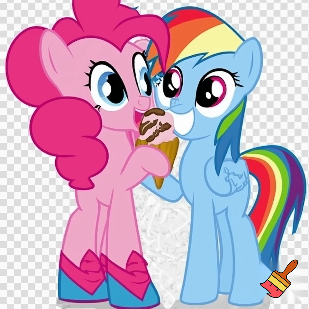  Pinkie pie and rainbow dash with ice cream 