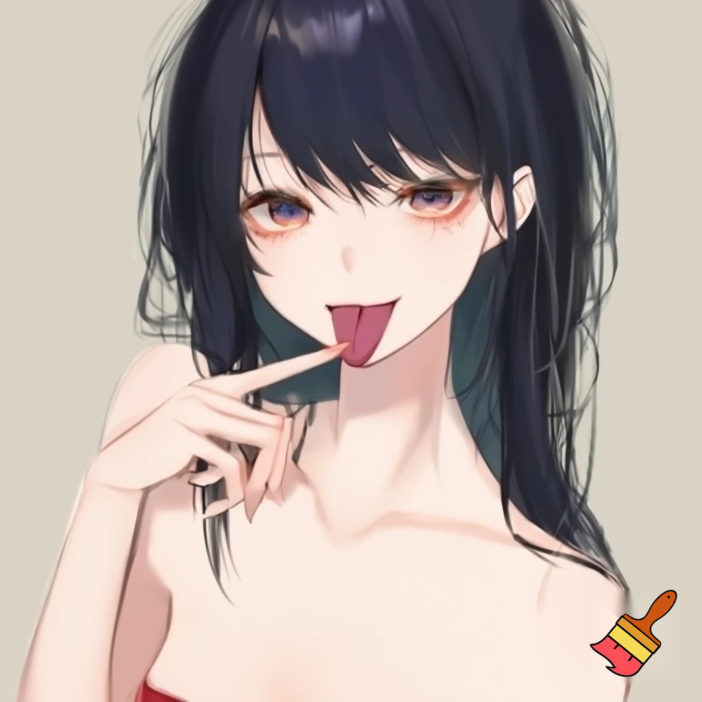 Anime girl so cool and cute with no clothes and she has saliva in her tongue 