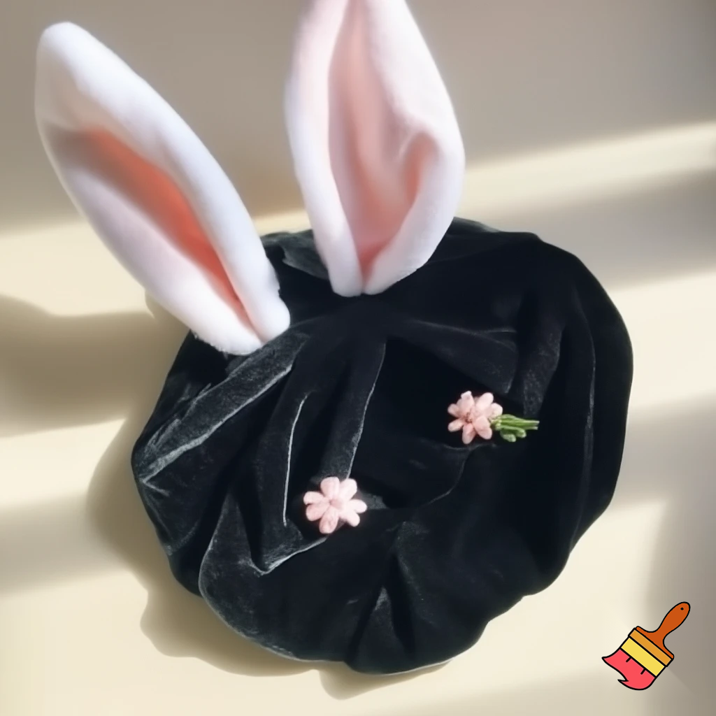 White and pink A magic hat velvet black black velvet and fabric Easter bunny ears