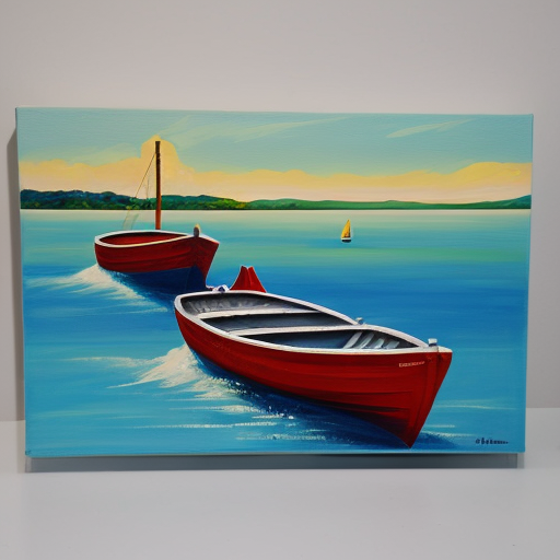 postmodern acrylic painting sea and boats 