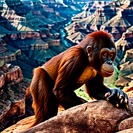 orangutan vs gorilla standoff on the grand canyon