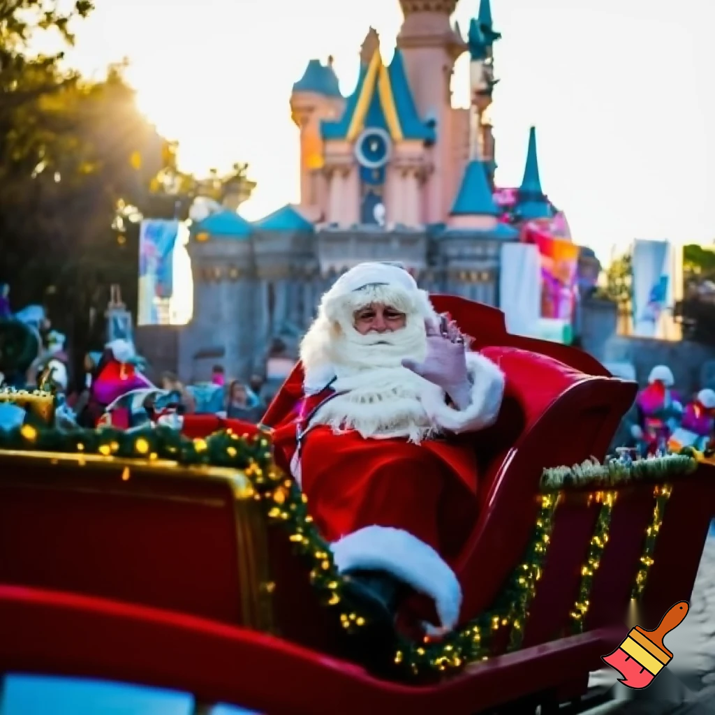 Santa Claus, France parade Paris Disneyland Santa sleigh castle Paris Santa Claus a big parade stage
