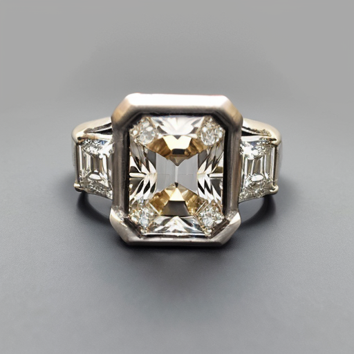 an elegant ring with the only one large rectangular baguette-cut stone