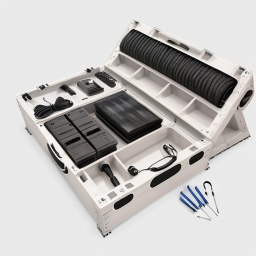 Technical cutaway blueprint of an advanced AI smart boxing bag system, labeled internal components, carbon fiber frame, layered foam core, electromagnetic adaptive density module, 360° pressure sensor grid, internal AI processor module, rechargeable battery system, magnetic charging dock, clean industrial design style, white background, technical illustration, engineering drawing, exploded view, high detail, precision lines, realistic materials, professional product design presentation