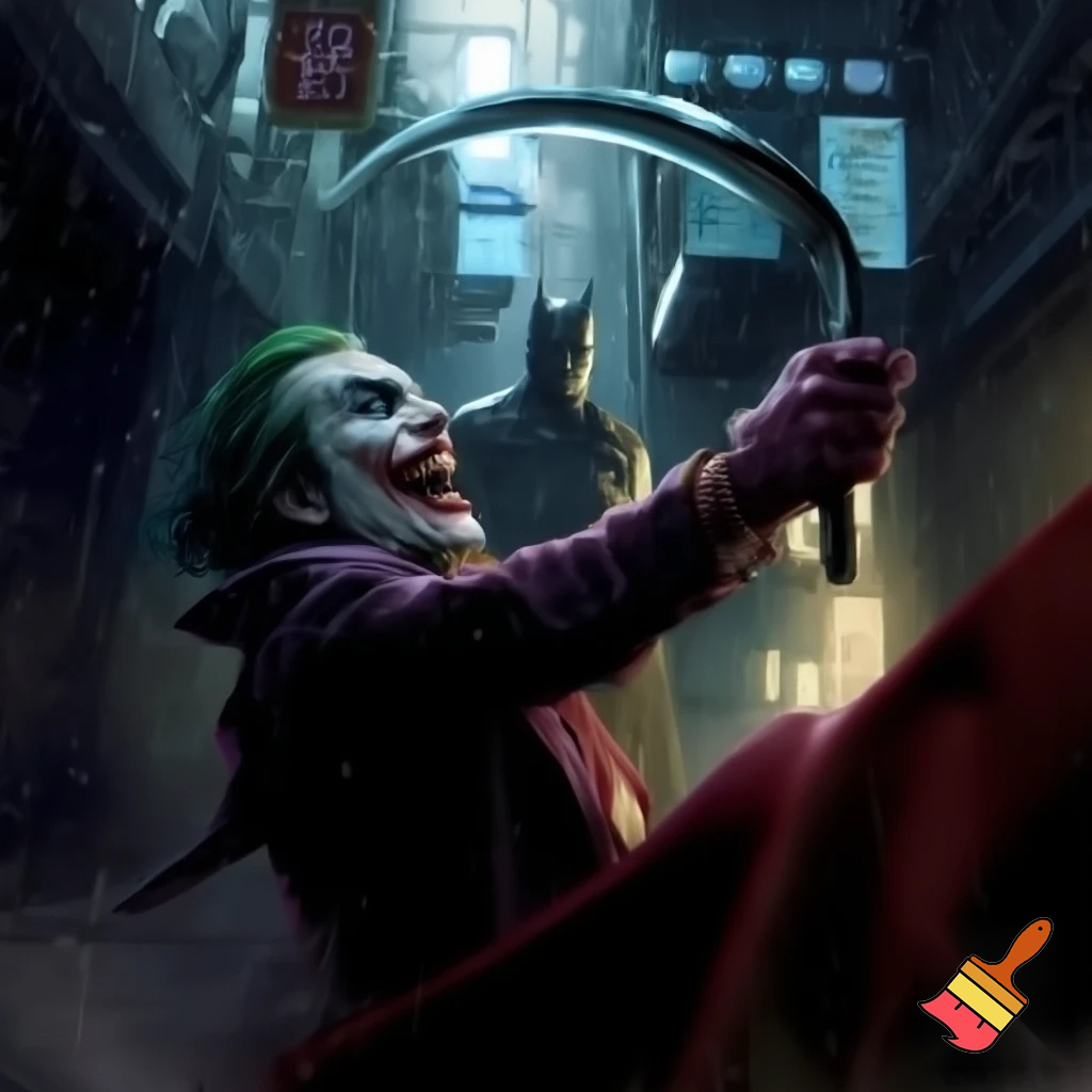 joker in versione sicula che ride con batman
