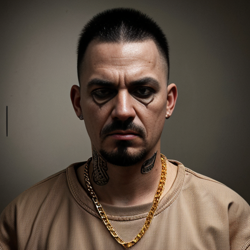  rat, evil, sinister, wearing prison outfit, mugshot style, no human, 
gold chain
