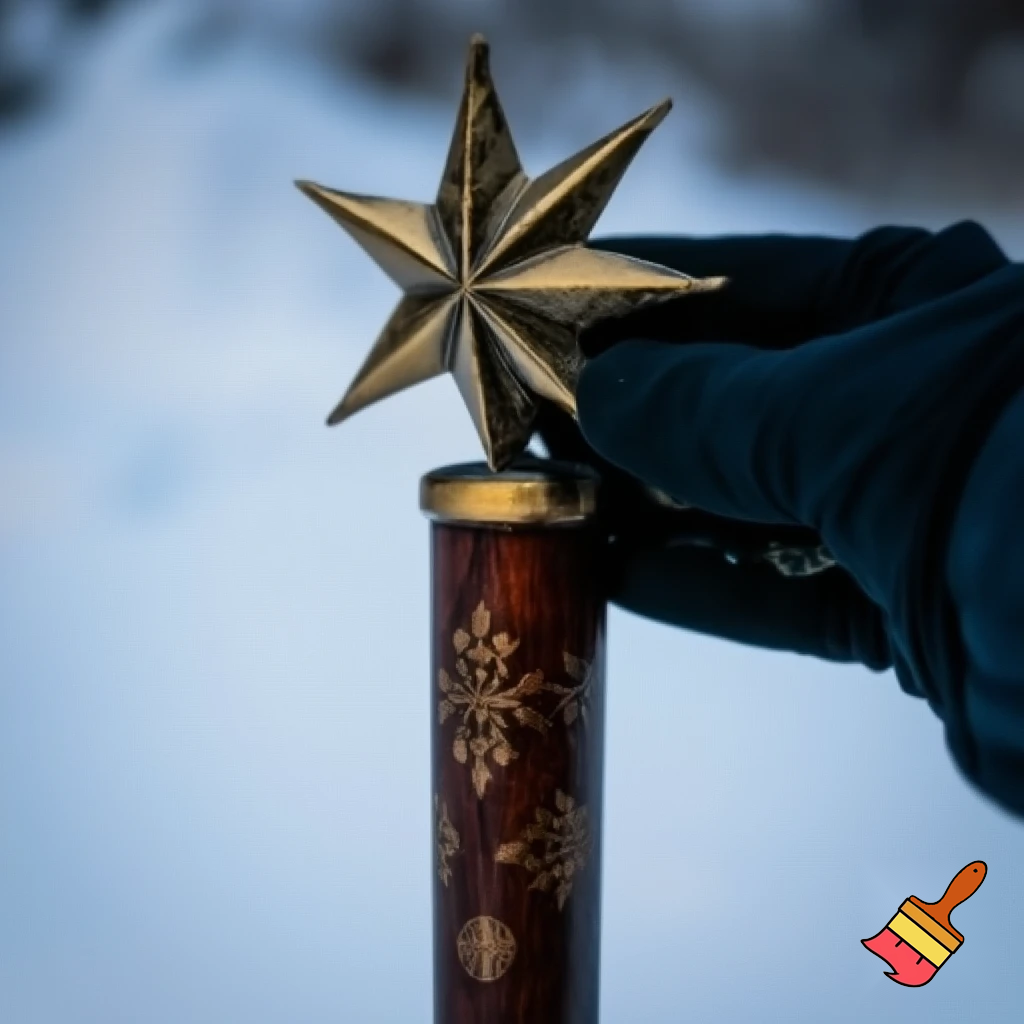 Russian Santa Claus walking stick with a star Santa Claus the real Santa Claus metal