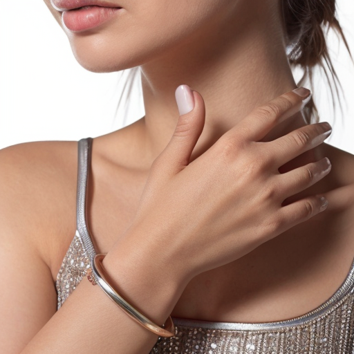 Use the uploaded image of the glass bangles as the exact product reference.

Strict Product Preservation Instructions:

Do NOT change the color of the bangles.

Do NOT adjust hue, tone, saturation, brightness, contrast, or warmth.

Do NOT redesign, reshape, enhance, smooth, sharpen, restyle, or reinterpret the product.

Maintain exact transparency, shine, thickness, reflections, detailing, spacing, and structure.

The bangles must remain pixel-accurate to the uploaded image.

No AI-generated modifications to the product.

Only integrate the hand naturally.

Scene Creation:
Add a graceful female hand wearing the bangles naturally.
The hand should look elegant, refined, and proportionate.
Natural Indian skin tone.
Well-groomed nails with soft nude or neutral polish.
No heavy nail art. No additional jewelry.

Composition:
1:1 square format.
Luxury campaign framing.
Wrist positioned diagonally for sophistication.
Bangles remain the clear hero and focal point.
Balanced negative space for a premium brand feel.

Lighting:
High-end luxury studio lighting.
Soft diffused key light with subtle directional depth.
Natural highlights on the glass surface.
No artificial sparkle or exaggerated glow.
Do not alter the original product appearance.

Background:
Minimal and refined luxury backdrop.
Champagne beige, soft ivory marble, or muted neutral gradient.
Clean, uncluttered, high-end aesthetic.

Style & Output:
Ultra-realistic commercial jewelry photography.
Premium Indian luxury brand aesthetic.
High-fashion editorial quality.
8K resolution.
Highly detailed.
Timeless, refined, understated opulence.