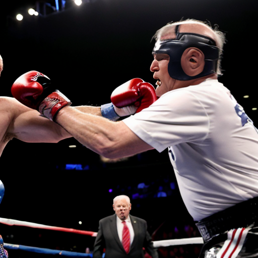 joe biden fighting the old man make it like a comic fight




