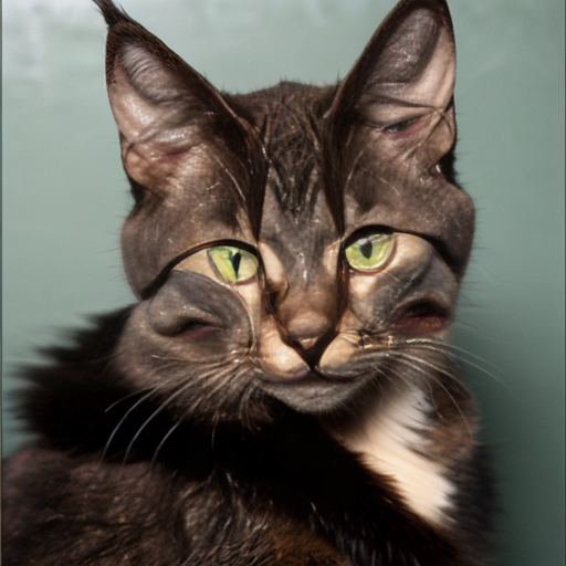 only feral cat, mugshot, dark brown fur, black details ,green eyes, malicious ,evil, wearing prison clothing