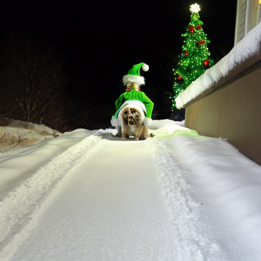 the christmas grinch with his dog Max sliding down from the top of the hill
