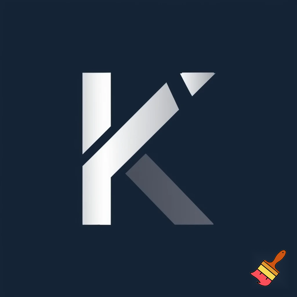 Create a minimalistic logo for condominium management company that resembles a letter "K". The vertical element of the K is a tall building and the bottom part of the K is the silloutte of a triangular house roof.