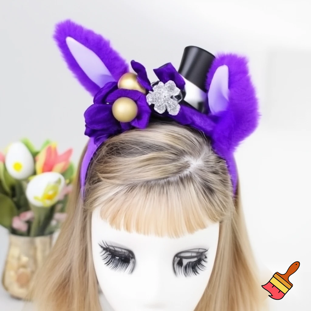Easter bunny top hat headband, purple and white gold and silver top hat black purple dark purple special hat in delicate