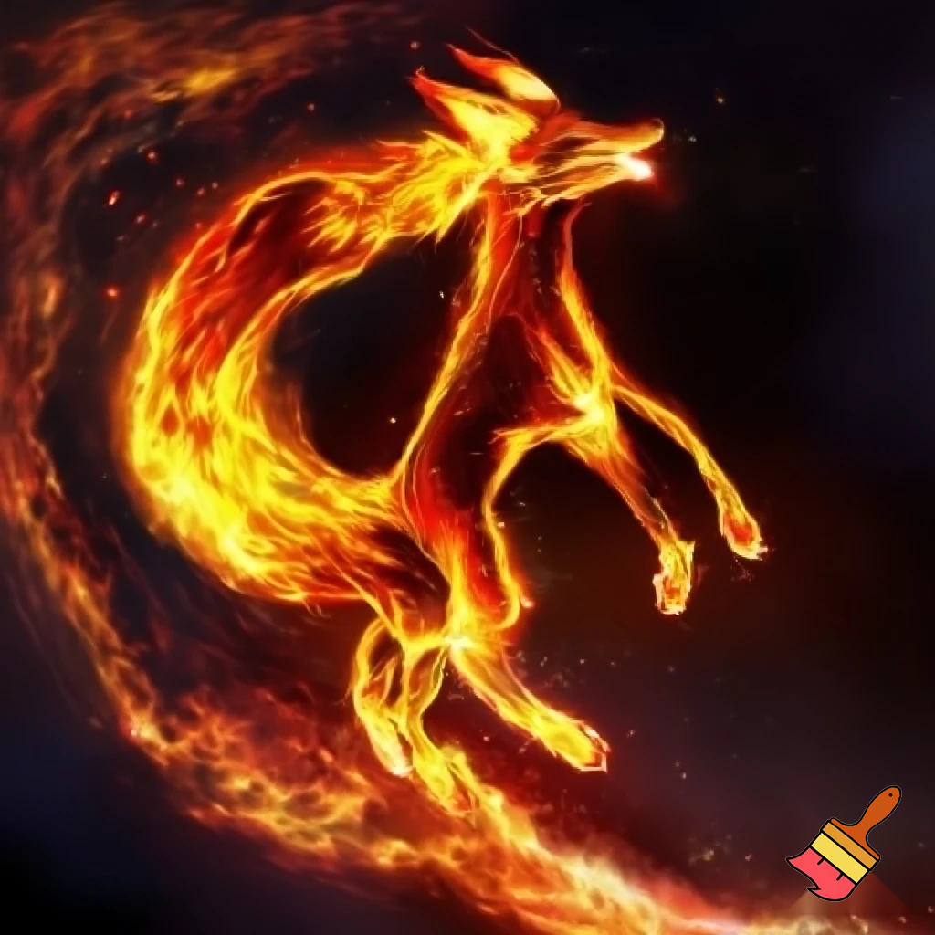 en ræv lavet af ild