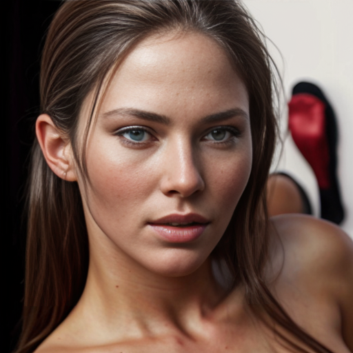 A naked woman showing her breasts