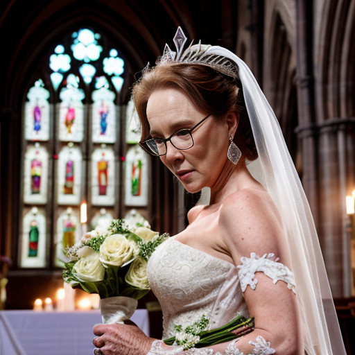 John Goodman y Elizabeth Perkins glasses con corona Flores veil con traje formal elegante boda sensual sexy con holding ramo de flores con altar con iglesia templó católico 9