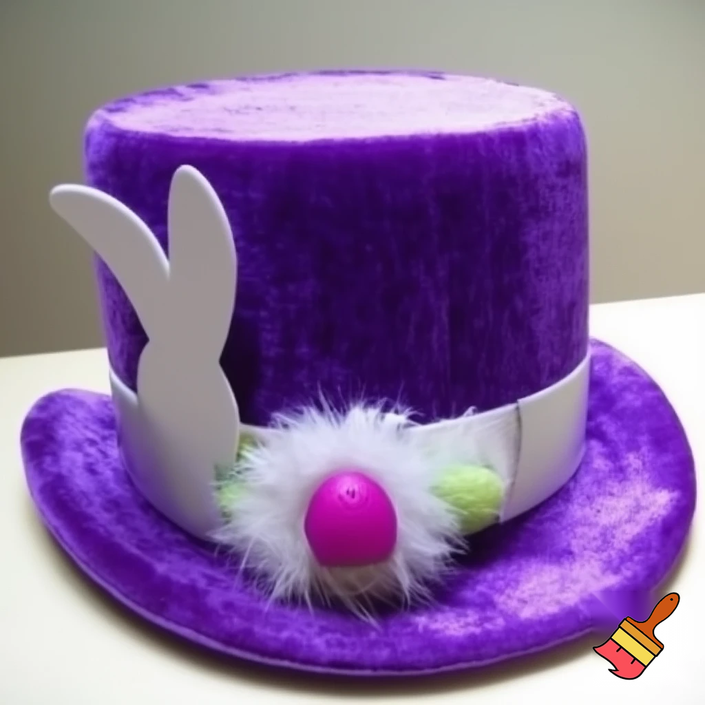 Easter bunny headband, top hat, Easter hat headband, top hat, purple and white, purple and white velvet top hat