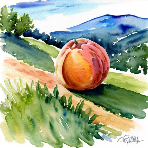 Giant peach rolling down hill 