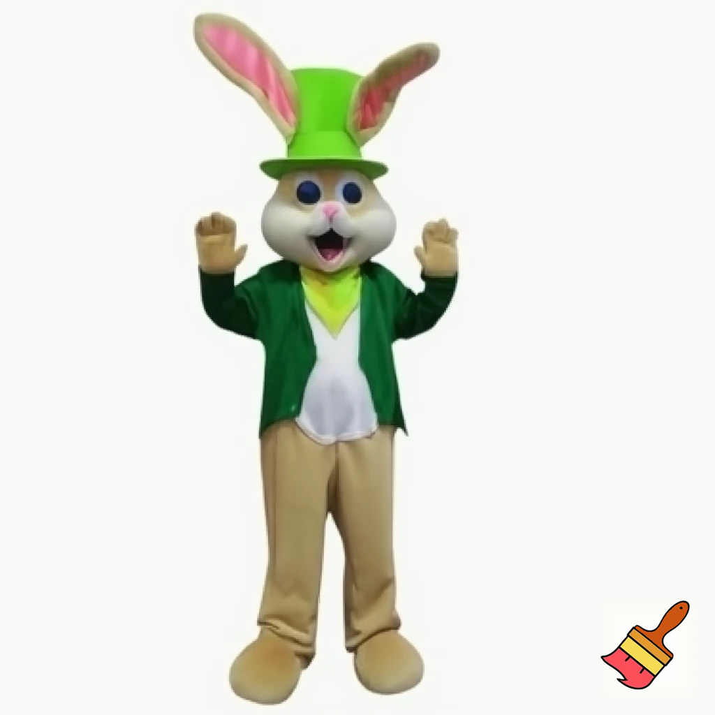 Easter bunny mascot top hat costume with a