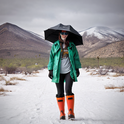 create images for the following:Desert	hat, sunglasses, T-shirt, shorts, sunscreen
Rainforest	raincoat, rain boots, umbrella
Polar	heavy coat, winter hat, scarf, gloves, snow boots
Mountains	jacket, warm hat, boots, long pants