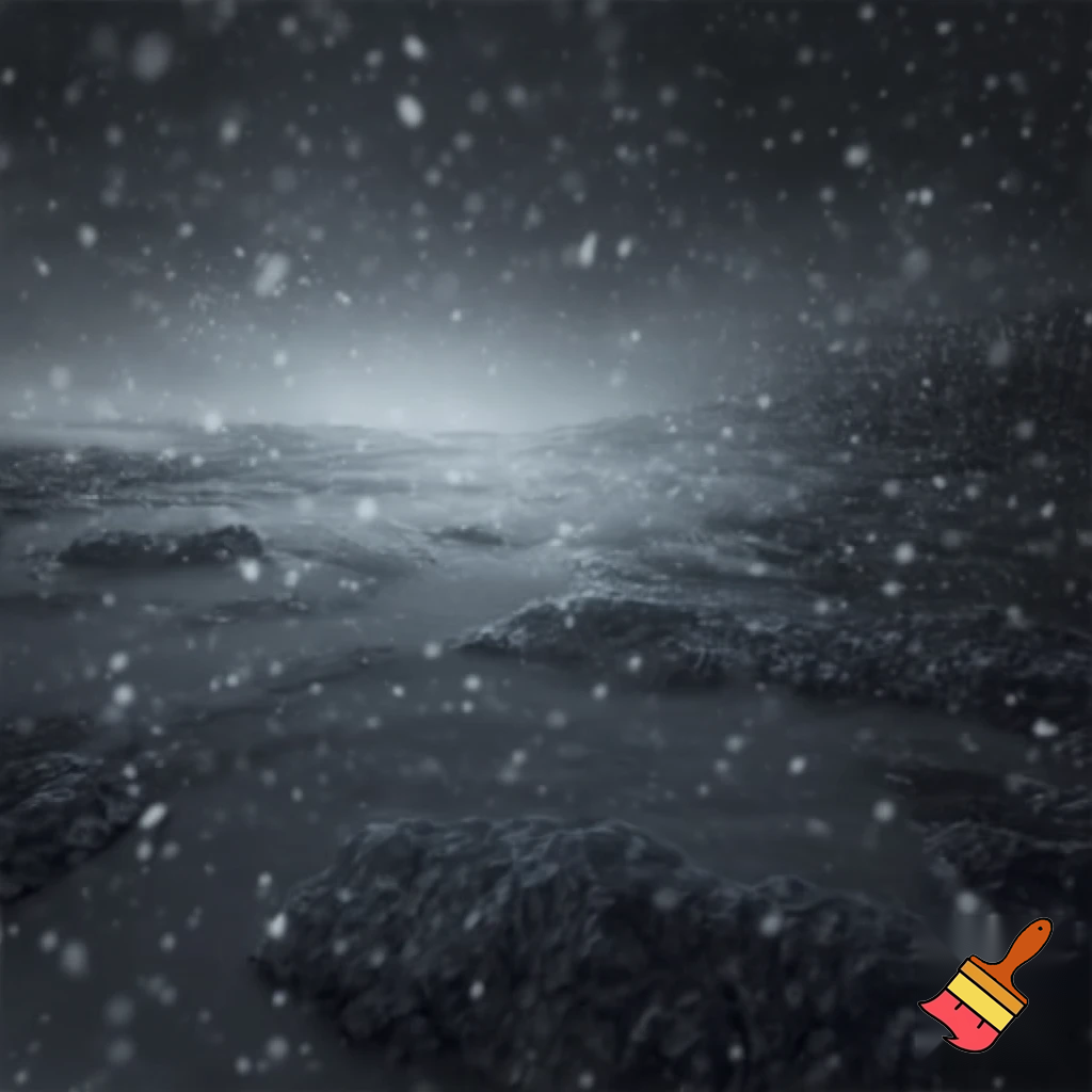 Polar Night with shades of gray in a snowstorm
