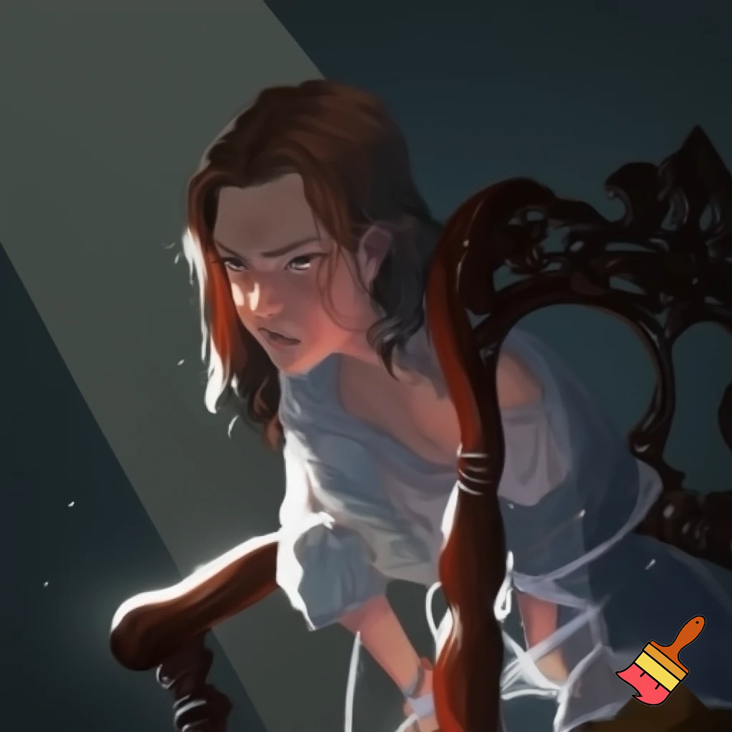 young woman tied to chair