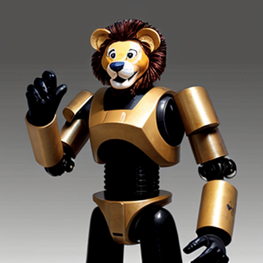 tony the lion puppet in a mech suit