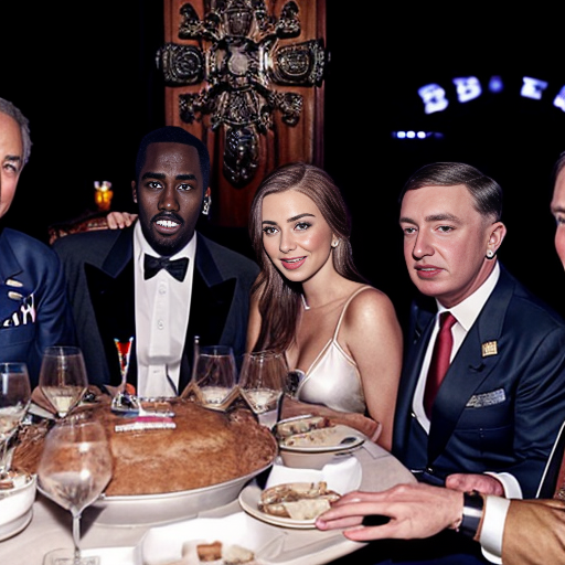 Jeffery epstein, Adolf hitler, sean diddy combs, stephen hawking, charlie kirk and donald trump having party at mansion