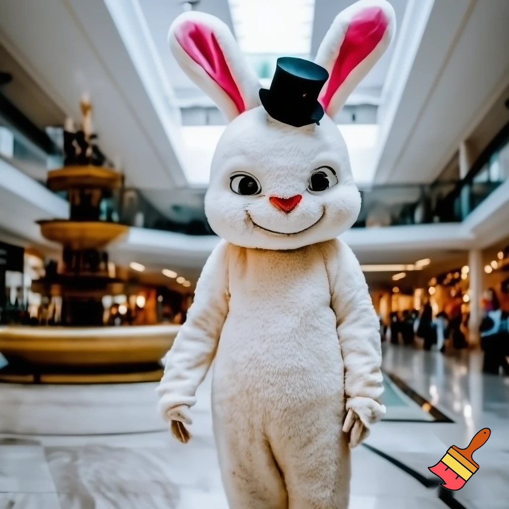  Easter bunny mascot costume top hat special land special in delicate shopping Centre Fountain Gate a colour face