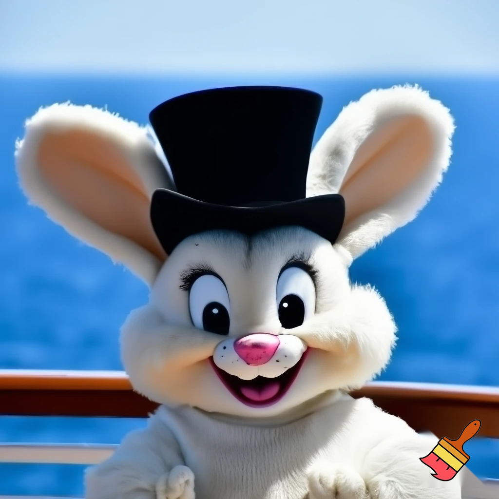 Easter bunny mascot Disneyland costume with the top hat Australia Disney cruise ship