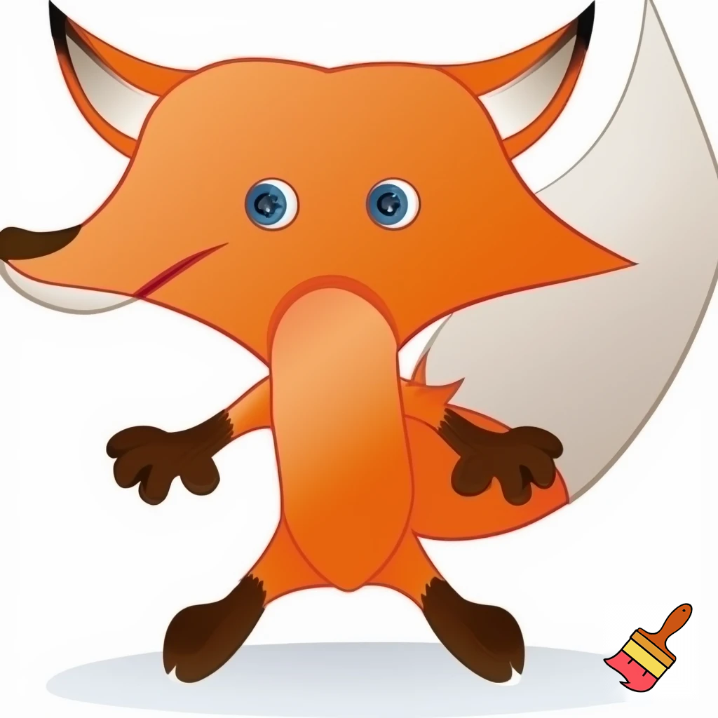A cute cartoon fox on its hind legs.