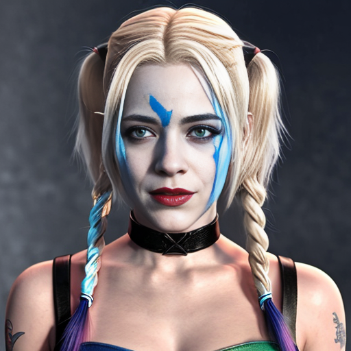 Killer frost crystal frost short white hair blue eyes marrying Harley Quinn blonde hair two pigtails blue eyes 