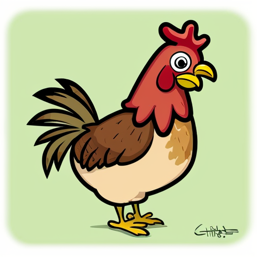 A cartoon chicken