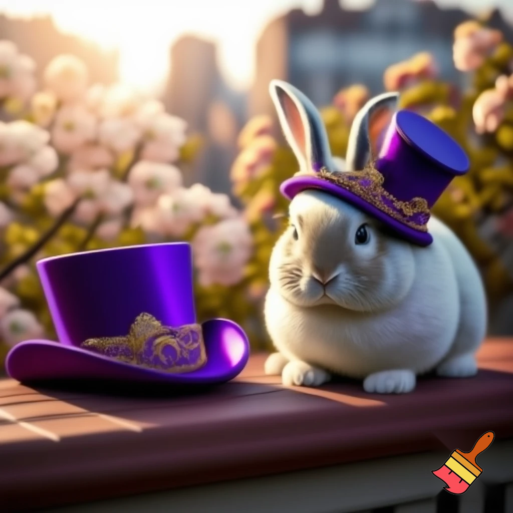 Easter bunny top hat, Easter balcony headband, purple and gold headband top hat