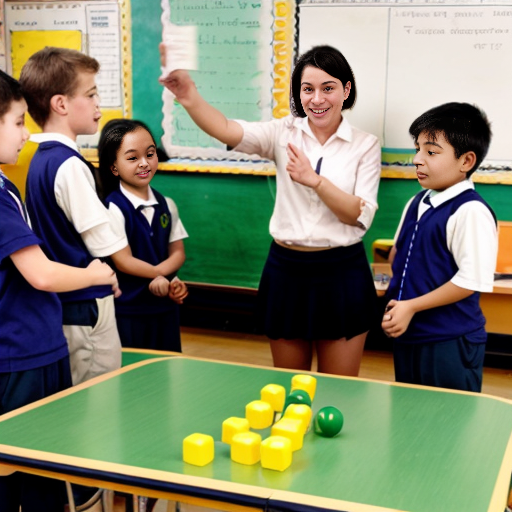 make me a whole class playing blooket with an energetic teacher hosting
