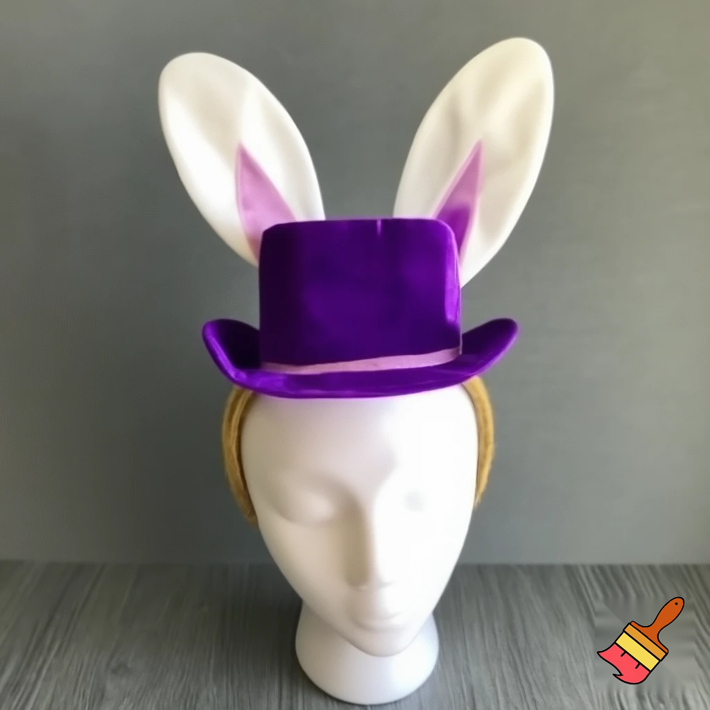 Easter top hat headband Easter bunny headband, purple and white with gold Easter top hat headband and fabric velvet and fabric velvet top head headband top hat headband