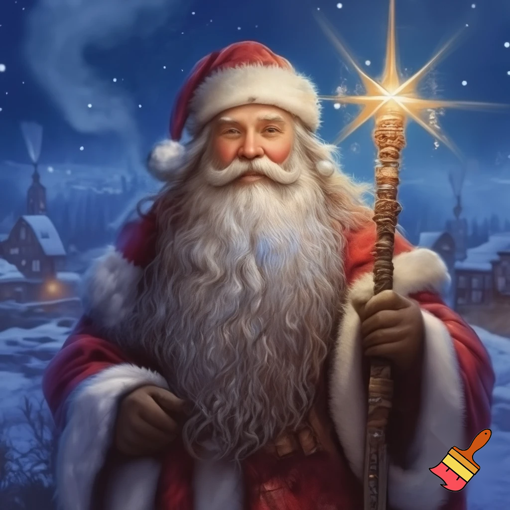 Russian walking stick Santa Claus star
