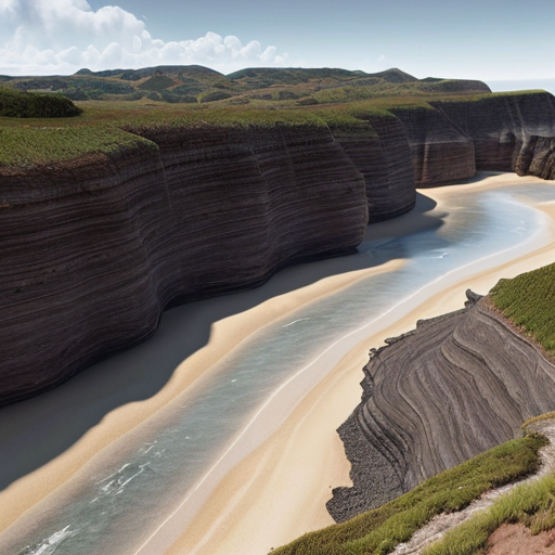 paysage de bordure de mer, il y a 250 millions d’années, sans éléments
modernes ni humains. 
