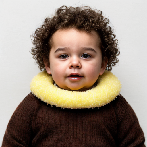 Barna tüskés kissé elvis kunkoros hajú minimálisan kövér fiú sárga tádzsik juh gyapjú puloverben nyak nélküli összeérnek szemei de van elválasztó hamburgert eszik és 2D-s legyen