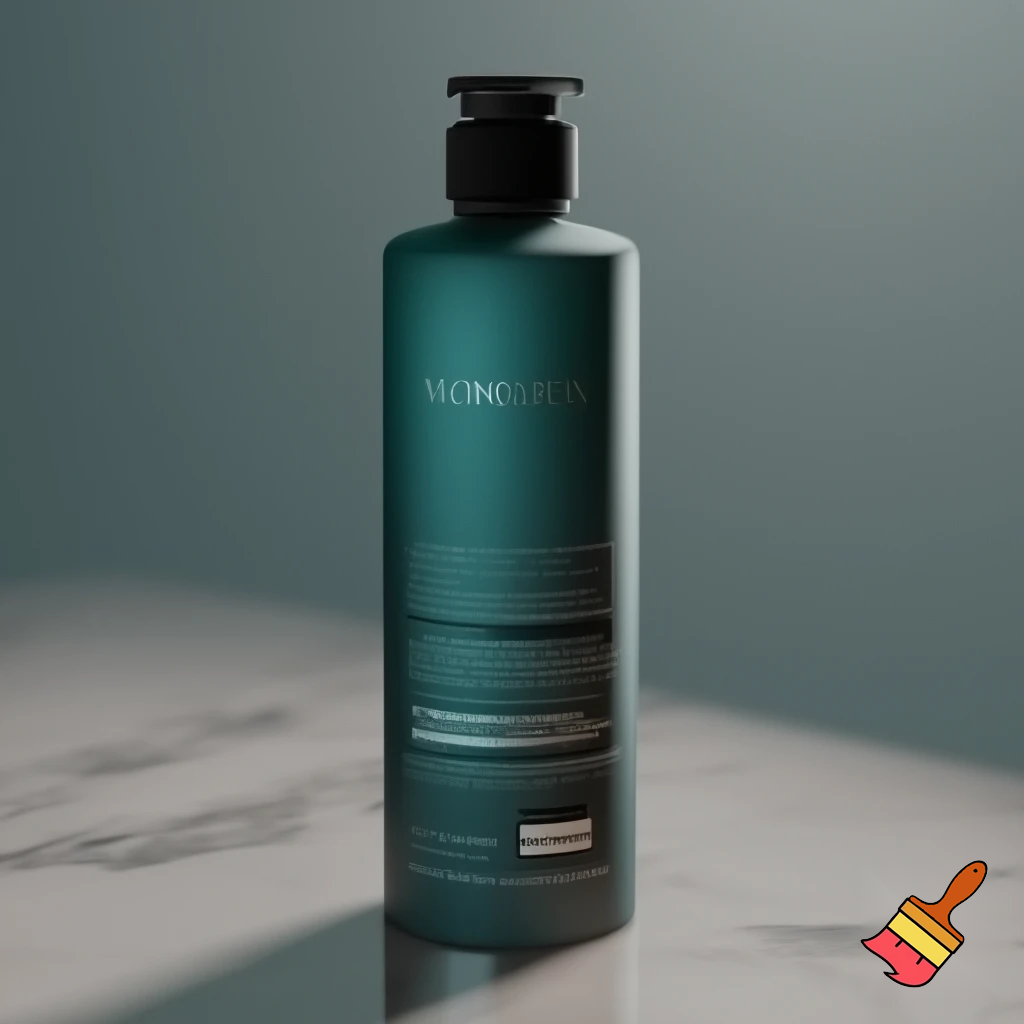 “Ultra-realistic product photoshoot of a premium Morrayne Anti-Dandruff Shampoo bottle. Minimalist, luxury aesthetic similar to brands like Aesop and Minimalist. Sleek cylindrical bottle, matte finish, frosted amber or deep teal color. High-quality printed label with clean typography, modern layout, bold MORRAYNE wordmark, subtle silver detailing. Label includes ‘Anti-Dandruff Shampoo’, Piroctone Olamine + Climbazole actives, dermatologically tested badge. Soft studio lighting, 3D render, sharp focus, no clutter, premium skincare vibe, reflections on surface, product standing on a marble or soft gradient background