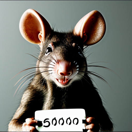 evil rat, mugshot smirking , super strong criminal