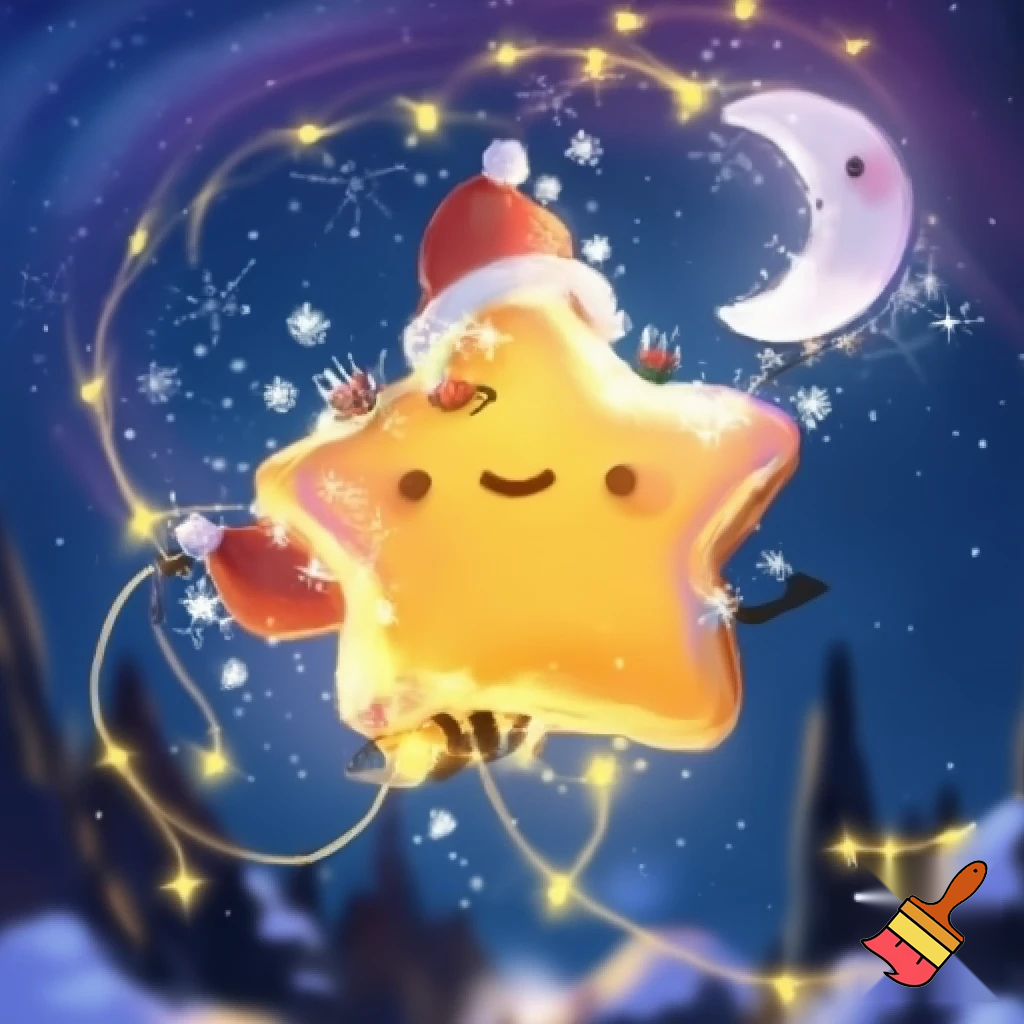 Star and the moon christmas cartoon