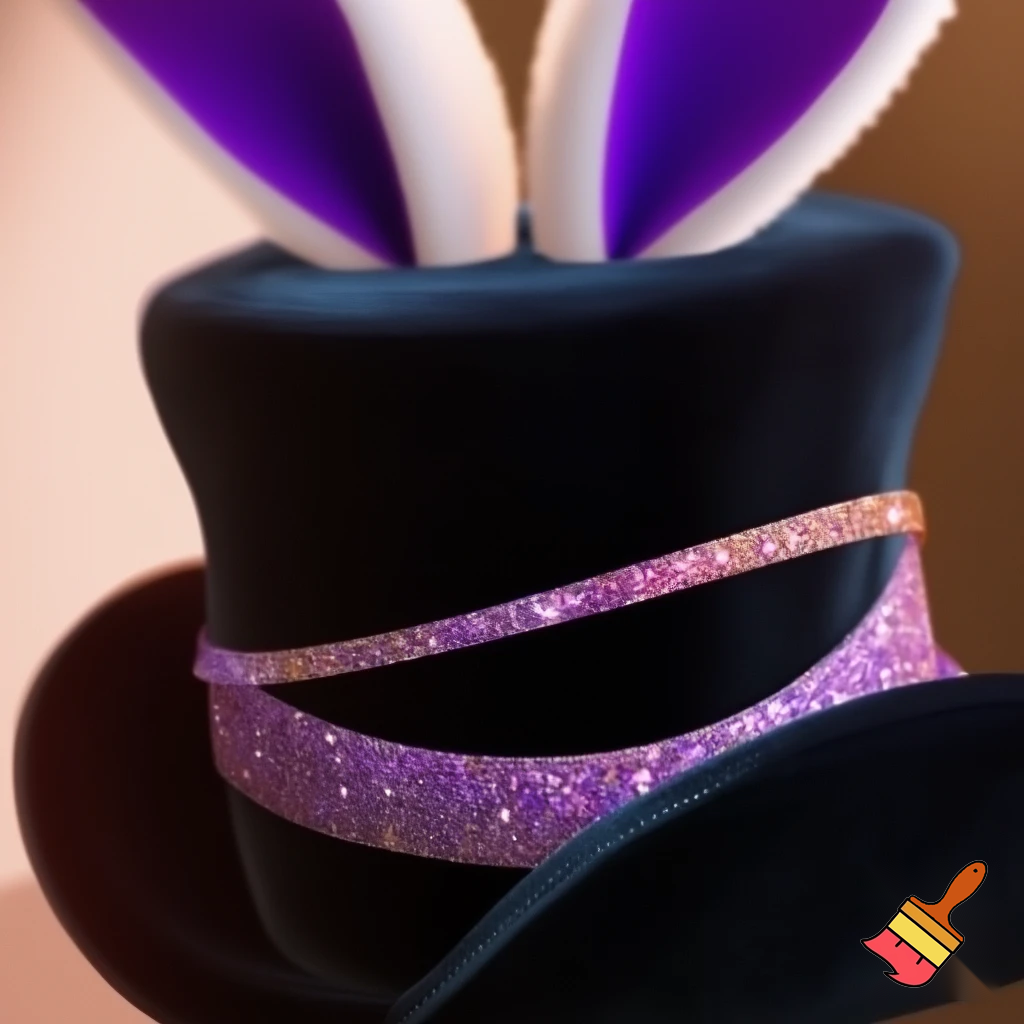 Black top hat with bunny ears velvet white and purple purple and white headband fabric and velvet glitter, purple and pink special present true special and delicate velvet white purple Easter bunny is bunny top hat velvet?