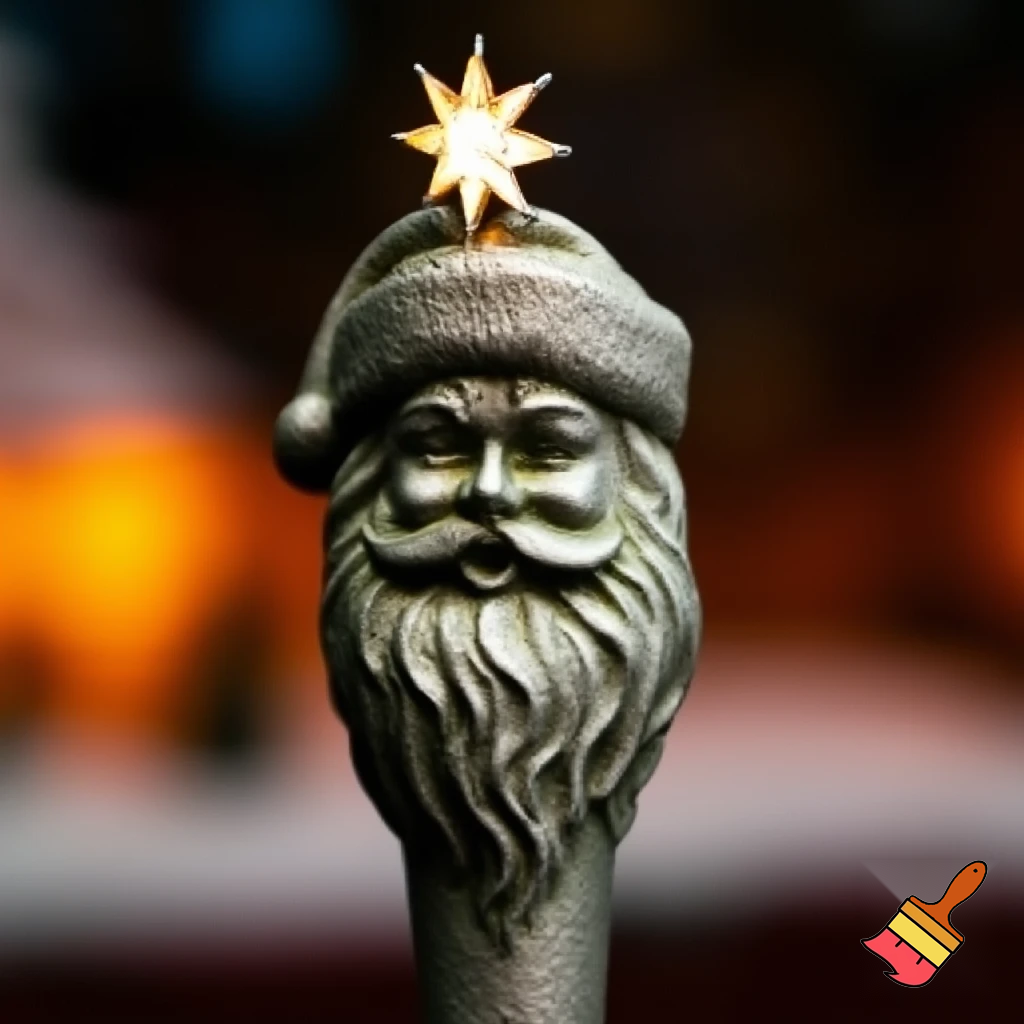 Russian Santa Claus walking stick with a star Santa Claus the real Santa Claus metal