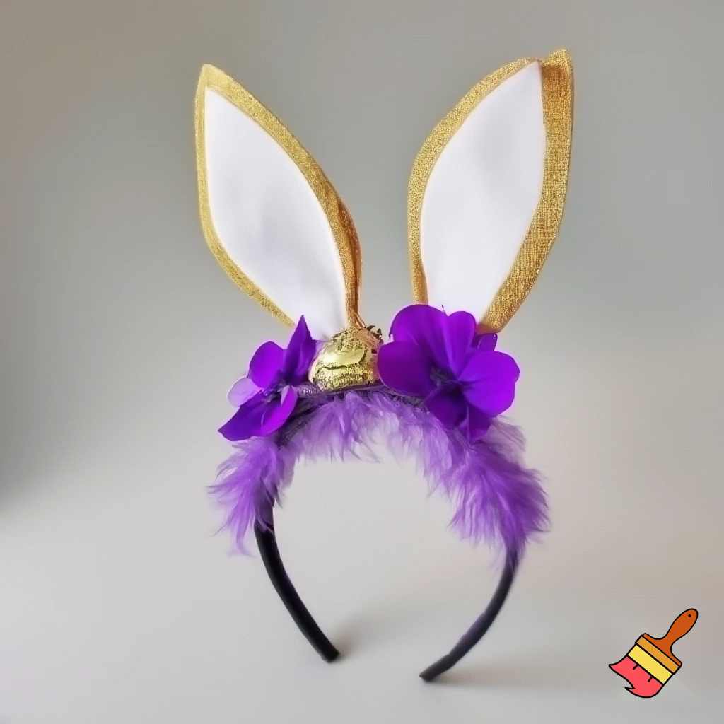 Easter top hat headband Easter bunny headband, purple and white with gold