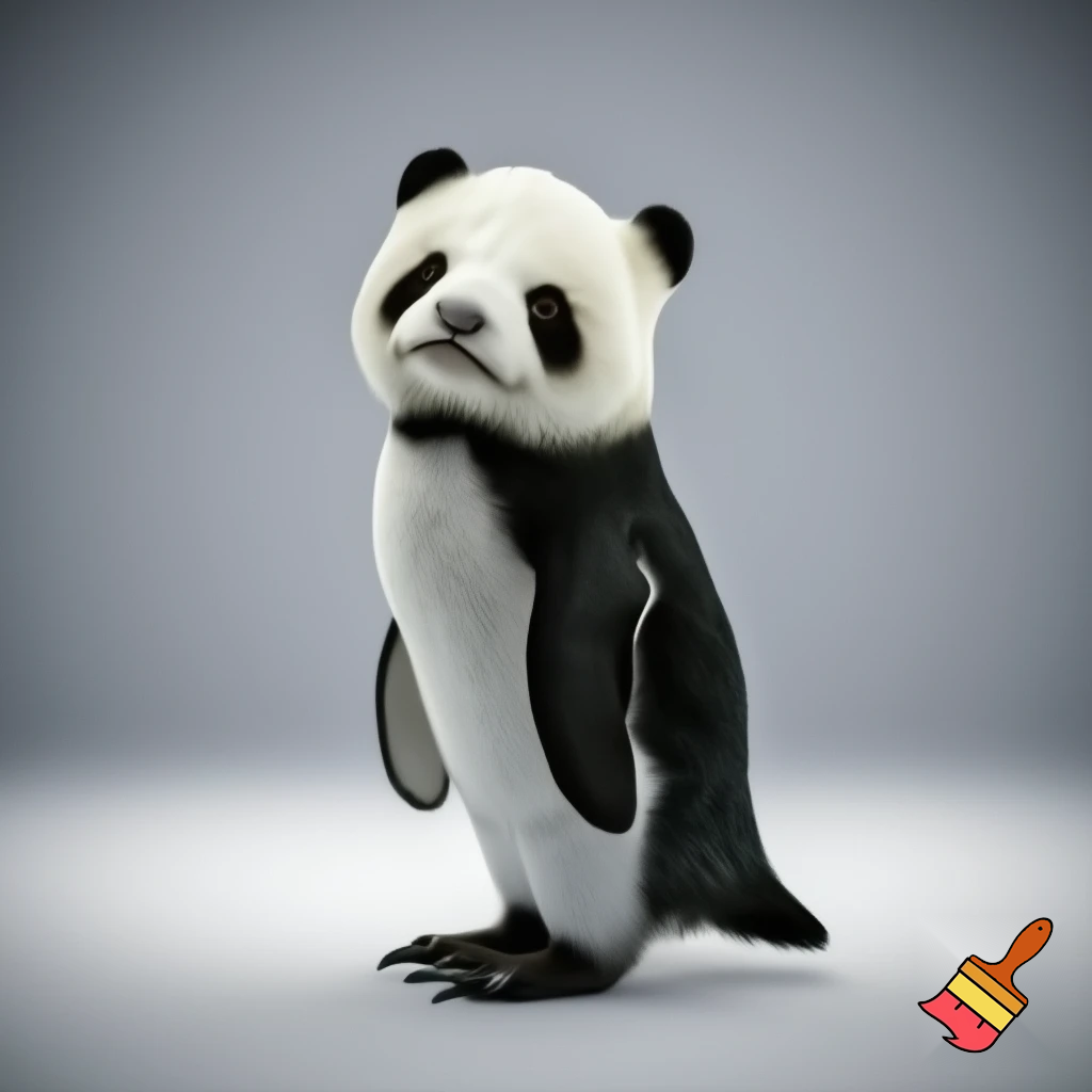 penguin with a panda head