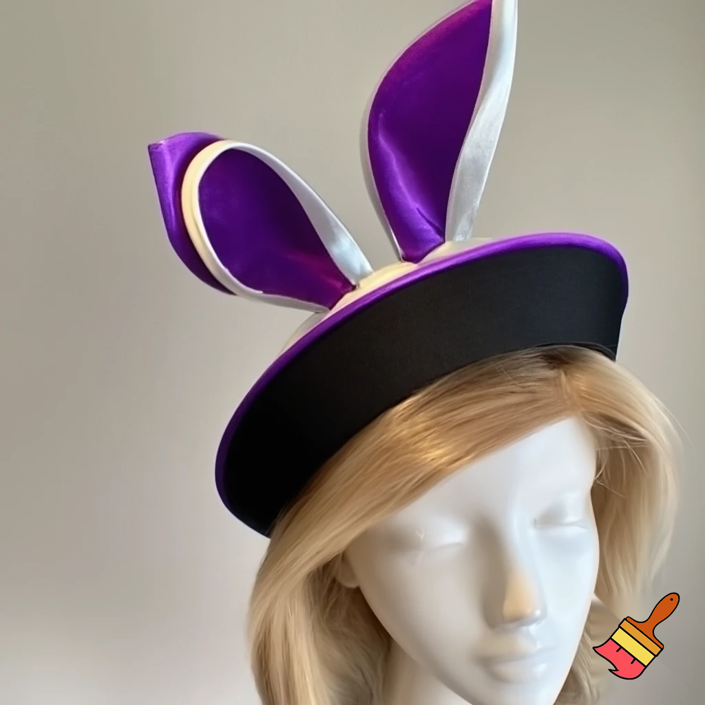 Easter bunny top hat headband, purple and white gold and silver top hat black purple dark purple special hat in delicate