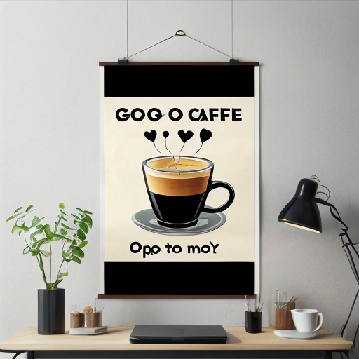 a poster of a cafe to go op on a wall
